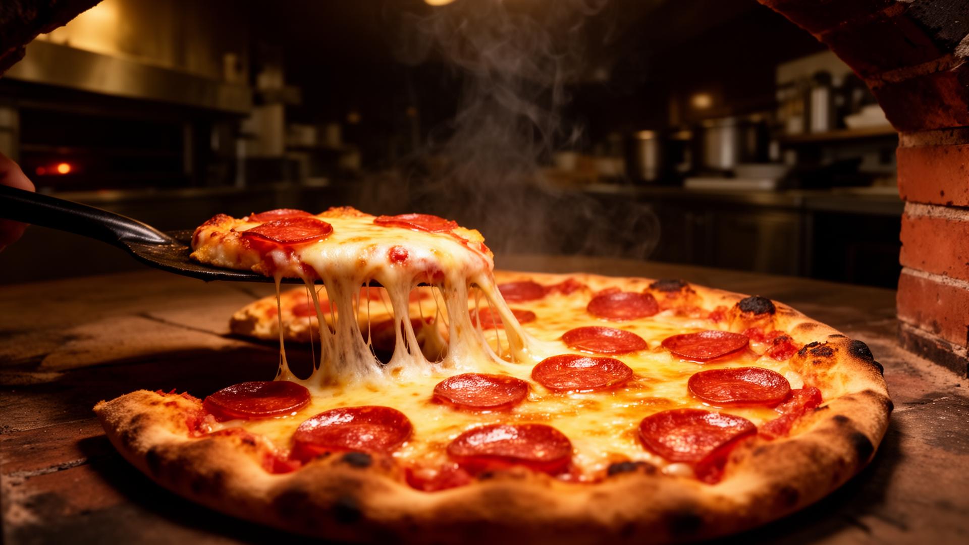 Fresh pizza from the oven